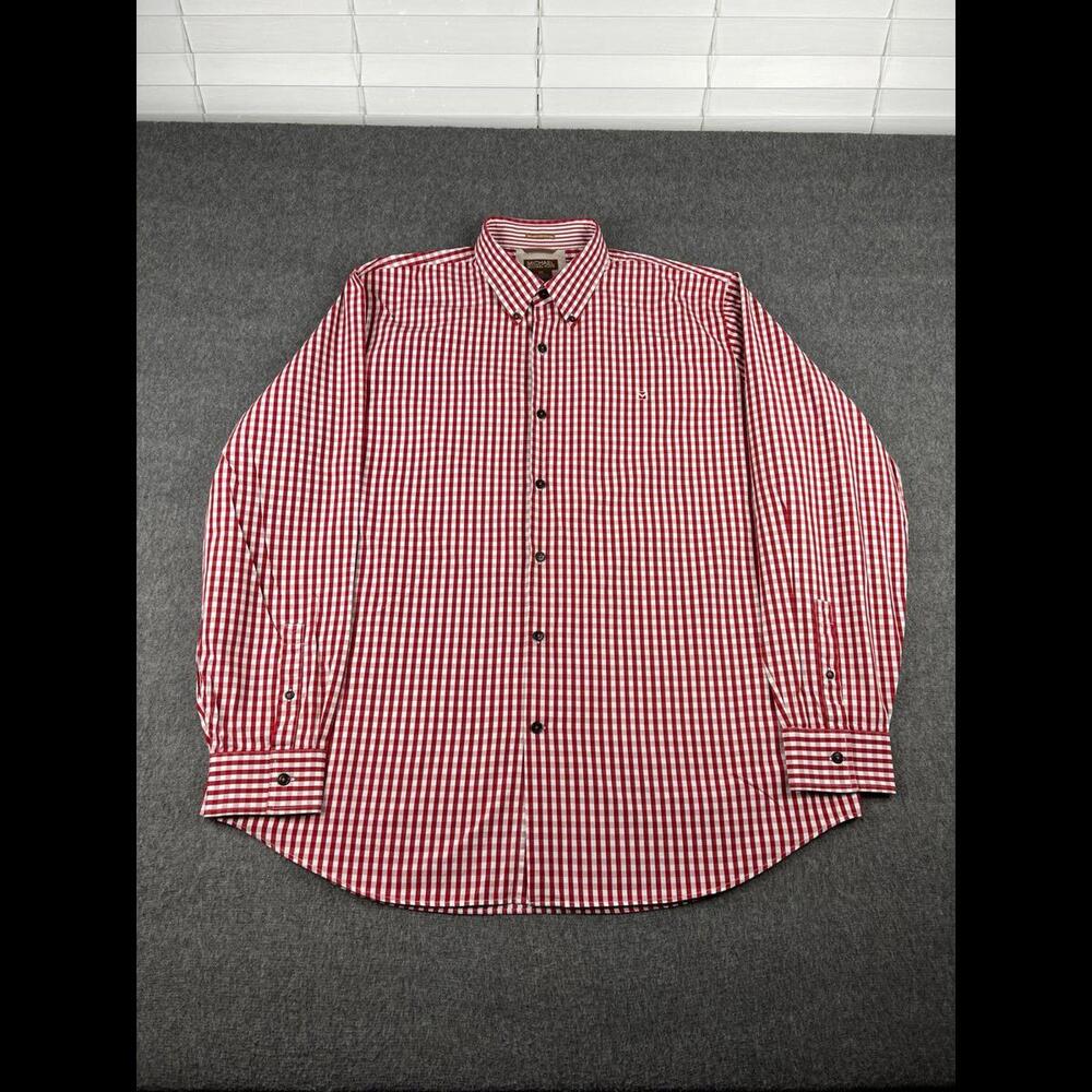 Michael Michael Kors Mens‎ Shirt Red Orange Cotton Long Sleeve Button Up Sz XXL